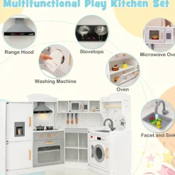 Corner Wooden Pretend Play Kitchen