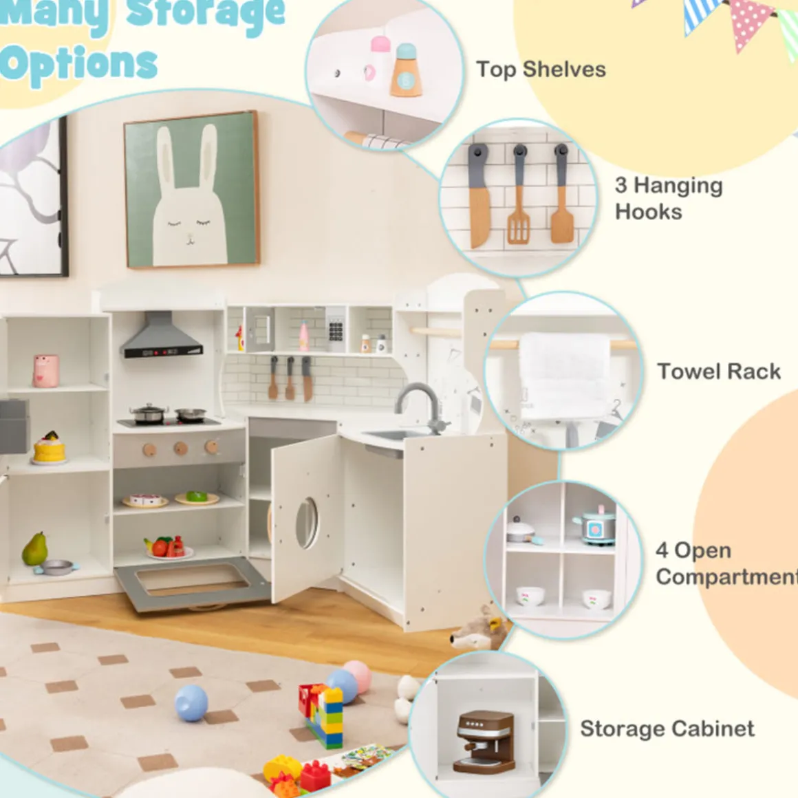 Corner Wooden Pretend Play Kitchen