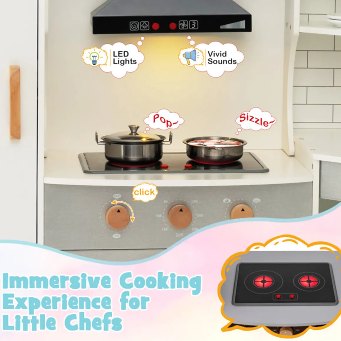 Corner Wooden Pretend Play Kitchen
