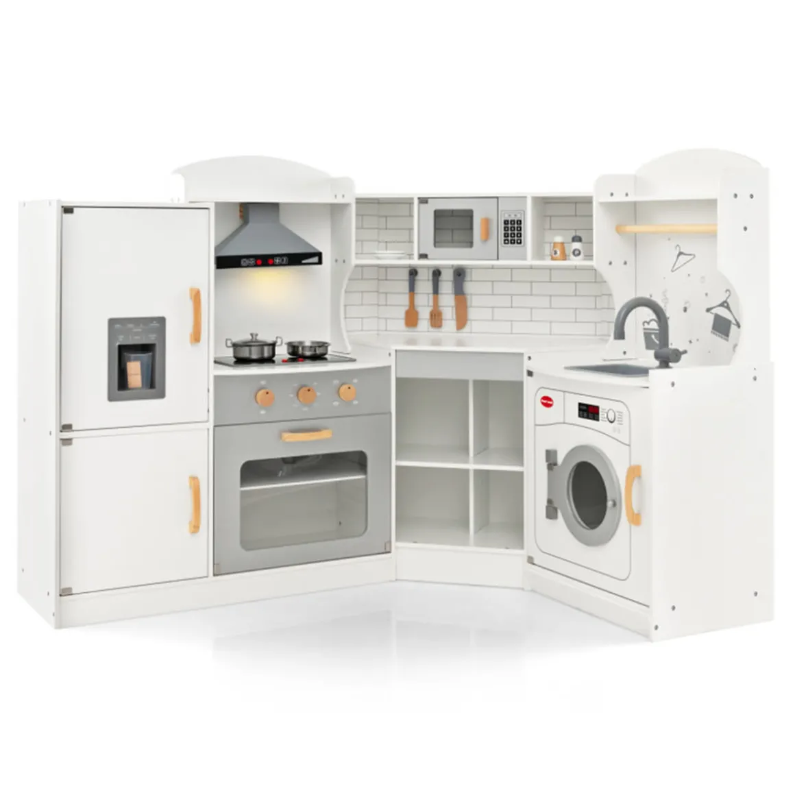 Corner Wooden Pretend Play Kitchen