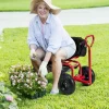 Cushioned Rolling Garden Cart with Swivel Seat