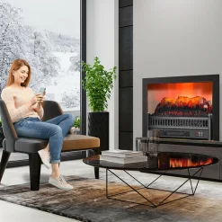 Electric Fireplace Log Set Heater