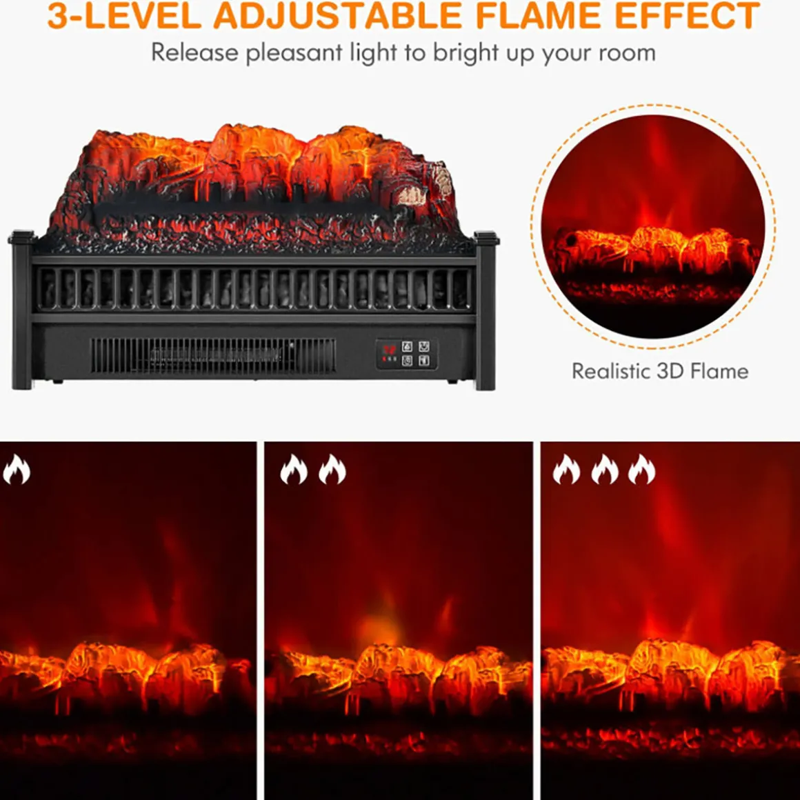Electric Fireplace Log Set Heater