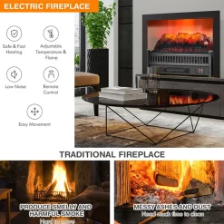 Electric Fireplace Log Set Heater