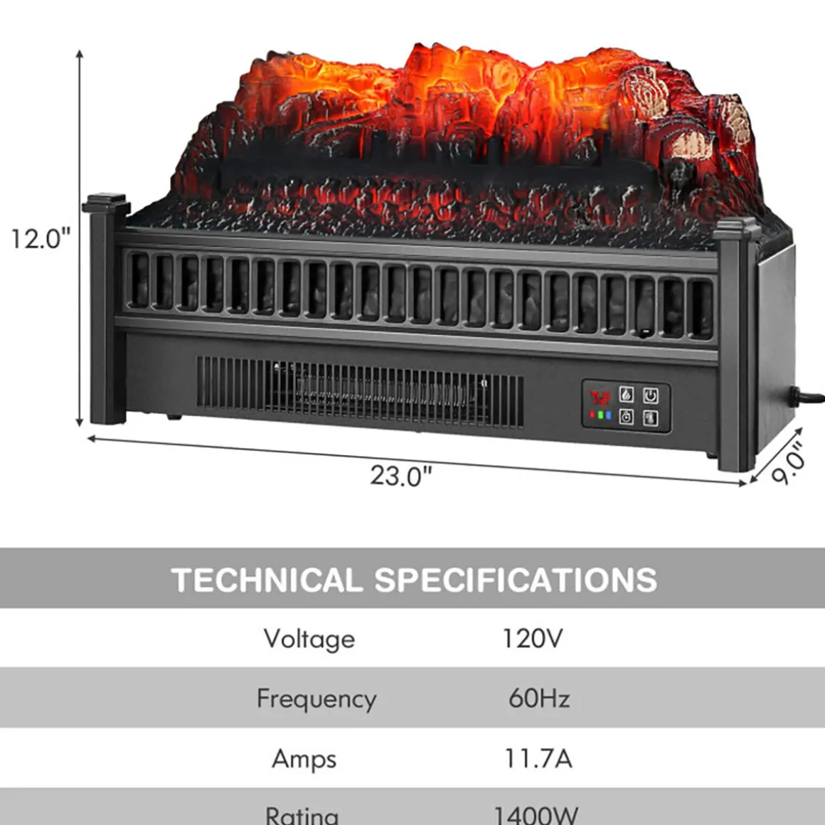 Electric Fireplace Log Set Heater