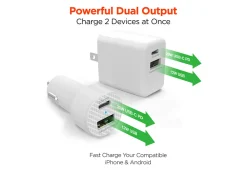 Fast Charge Dual Output Wall and Car Charger Set