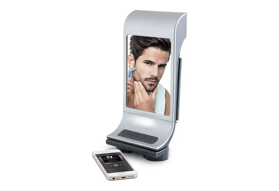 Fog-Free Shower Mirror and Bluetooth Speaker