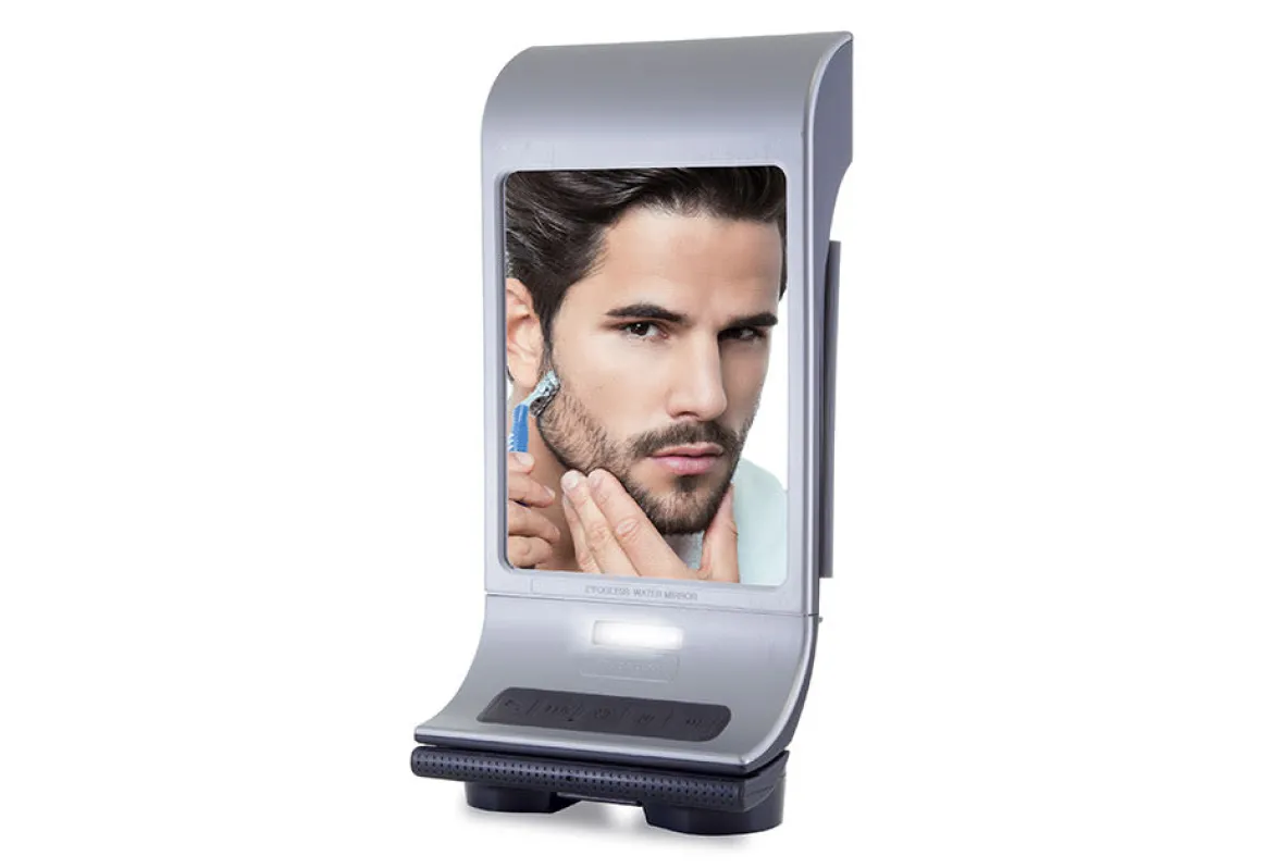 Fog-Free Shower Mirror and Bluetooth Speaker