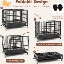 Foldable Heavy-Duty Metal Dog Cage