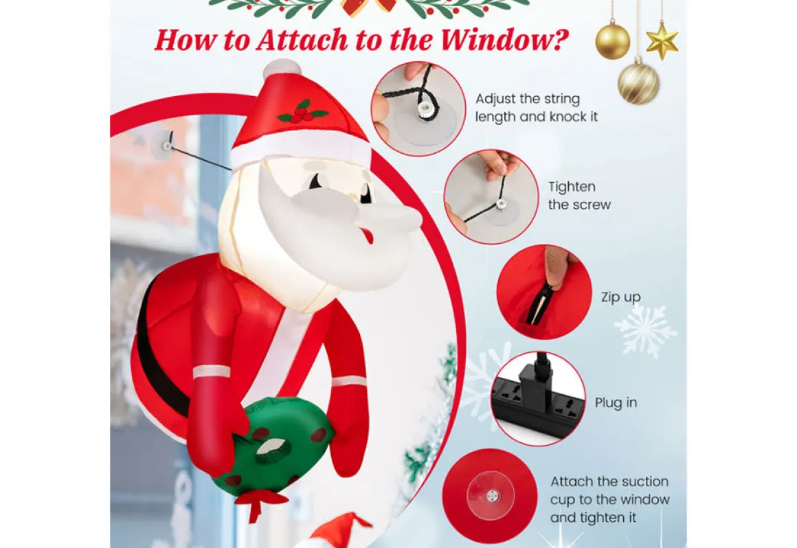 3-Ft. Inflatable Santa Claus with Suction Cups