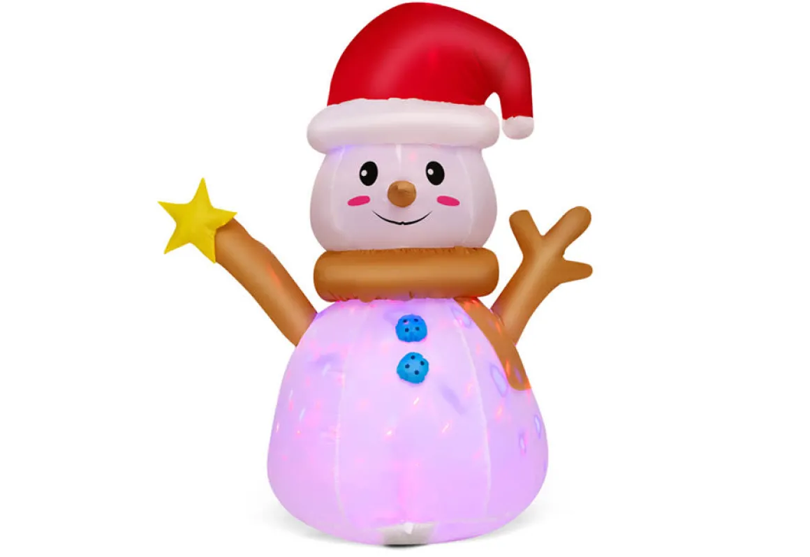 4-Ft. Inflatable Snowman with Rotating LED Lights
