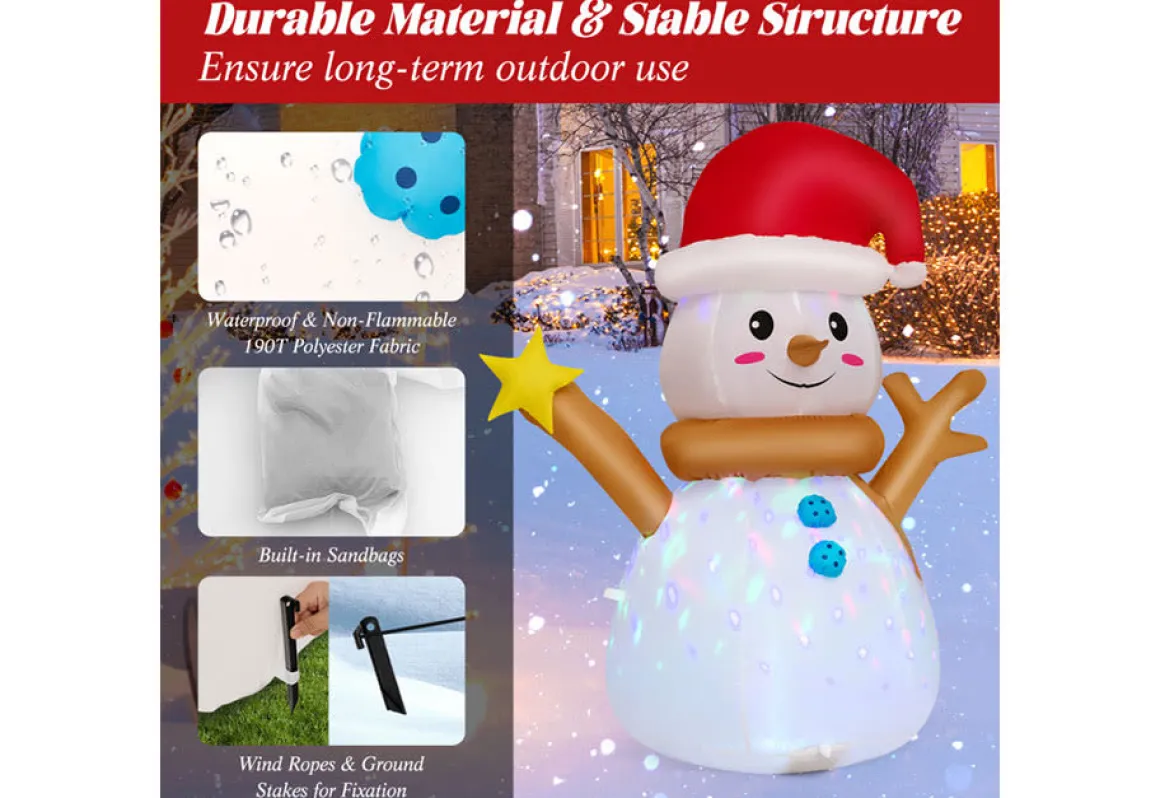 4-Ft. Inflatable Snowman with Rotating LED Lights