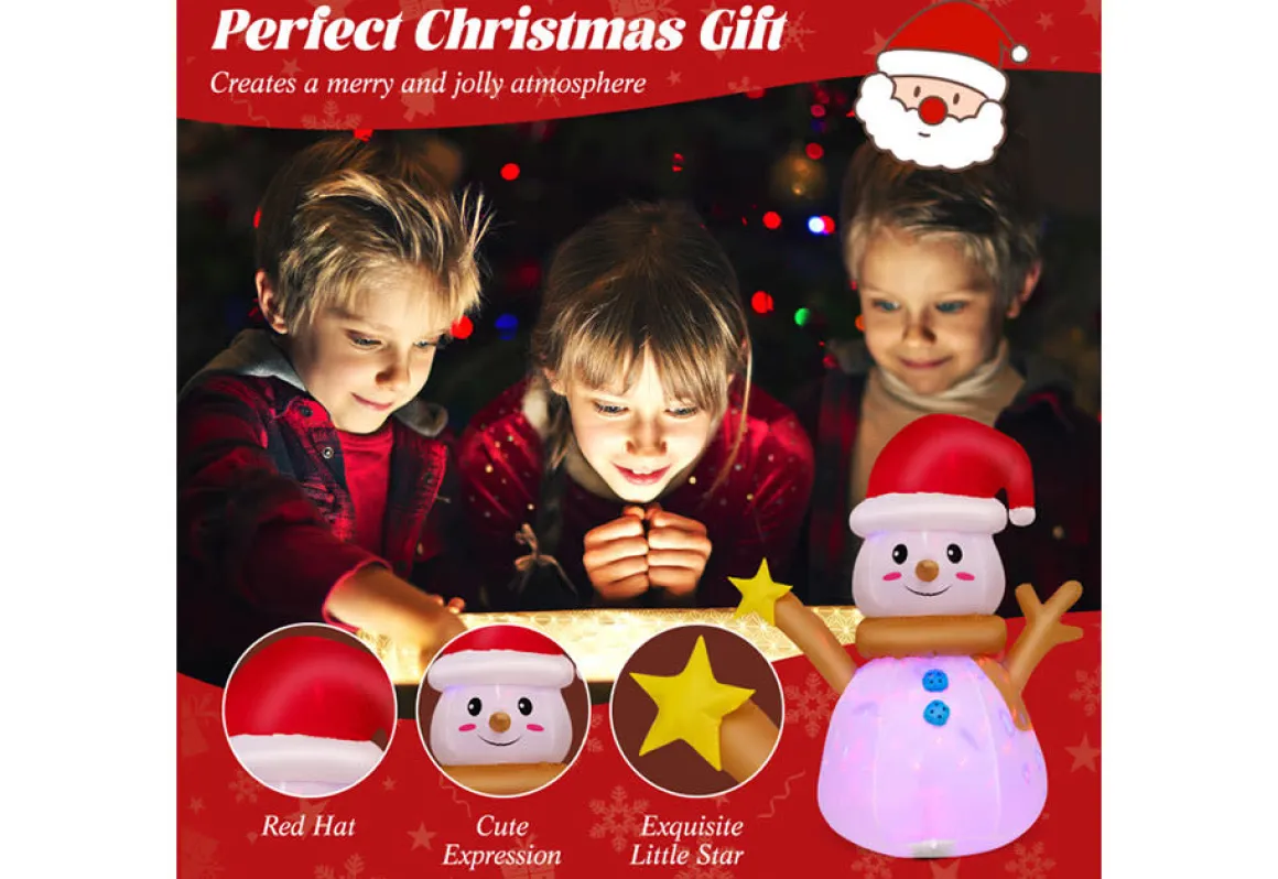 4-Ft. Inflatable Snowman with Rotating LED Lights