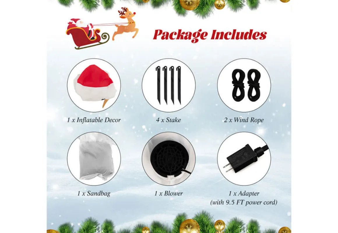 4-Ft. Inflatable Snowman with Rotating LED Lights
