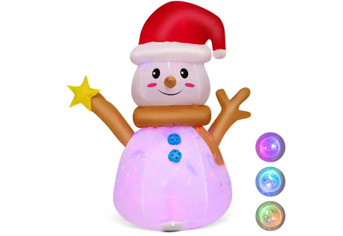 4-Ft. Inflatable Snowman with Rotating LED Lights