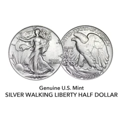 Glass Dome Silver Walking Liberty Half Dollar Pocket Watch