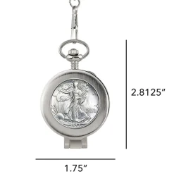 Glass Dome Silver Walking Liberty Half Dollar Pocket Watch