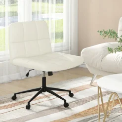 Height-Adjustable Armless Desk Chair with Wheels
