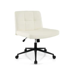 Height-Adjustable Armless Desk Chair with Wheels