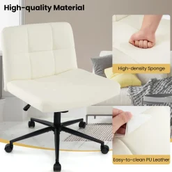 Height-Adjustable Armless Desk Chair with Wheels