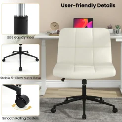 Height-Adjustable Armless Desk Chair with Wheels
