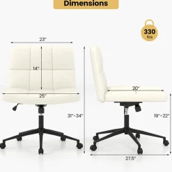 Height-Adjustable Armless Desk Chair with Wheels