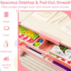Height-Adjustable Kids Desk and Chair Set