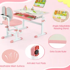 Height-Adjustable Kids Desk and Chair Set