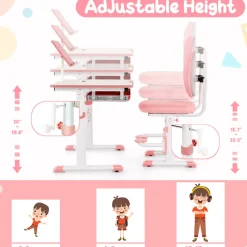 Height-Adjustable Kids Desk and Chair Set