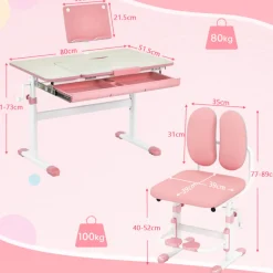 Height-Adjustable Kids Desk and Chair Set