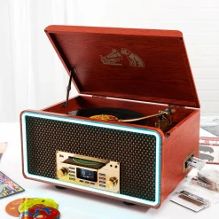 8-in-1 Bluetooth Record Player Multimedia Center
