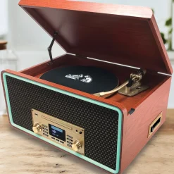 8-in-1 Bluetooth Record Player Multimedia Center