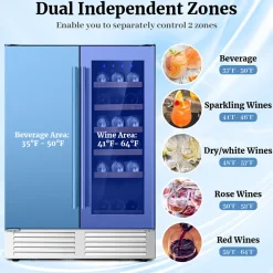 2-in-1 Dual Zone Beverage and Wine Cooler