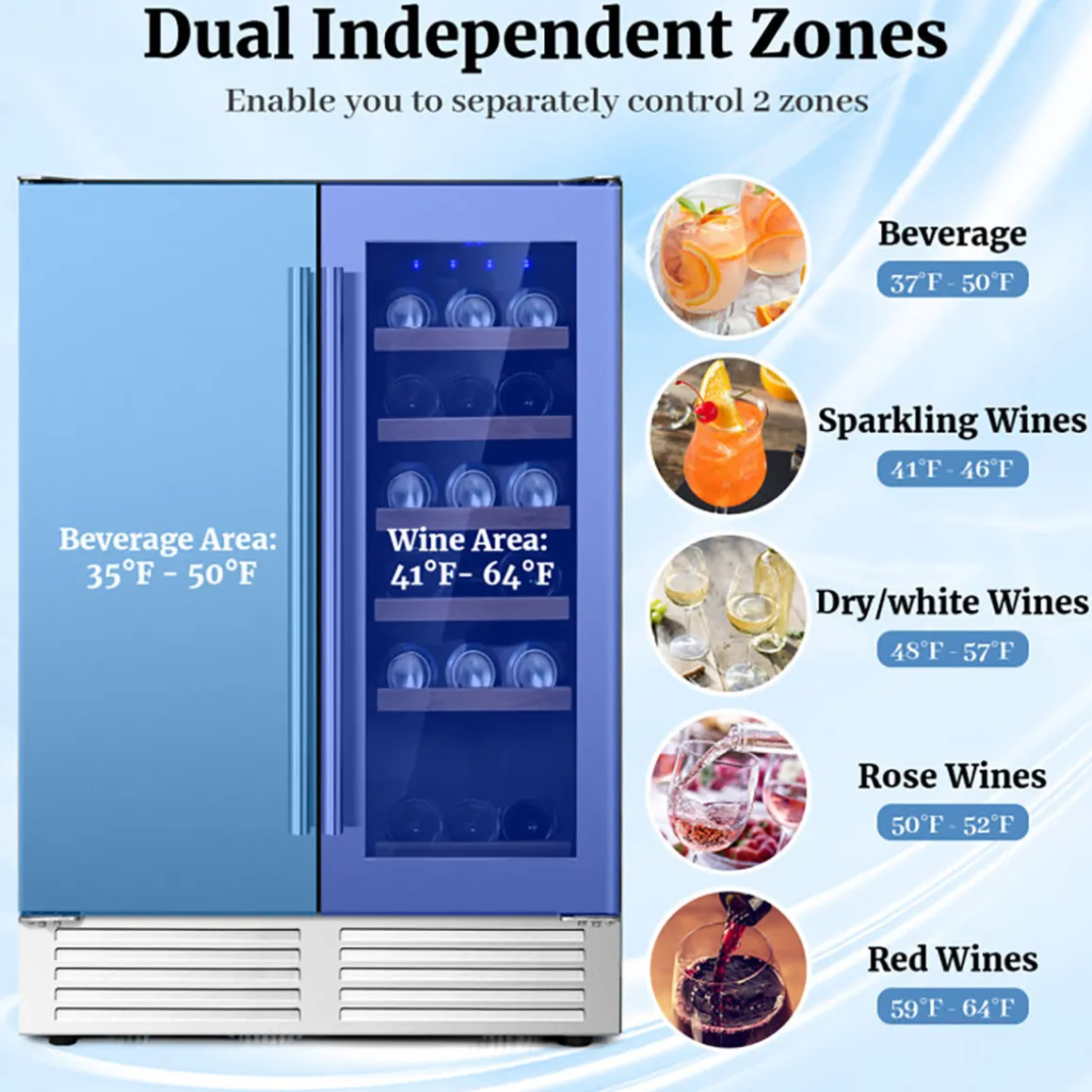 2-in-1 Dual Zone Beverage and Wine Cooler