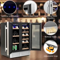 2-in-1 Dual Zone Beverage and Wine Cooler
