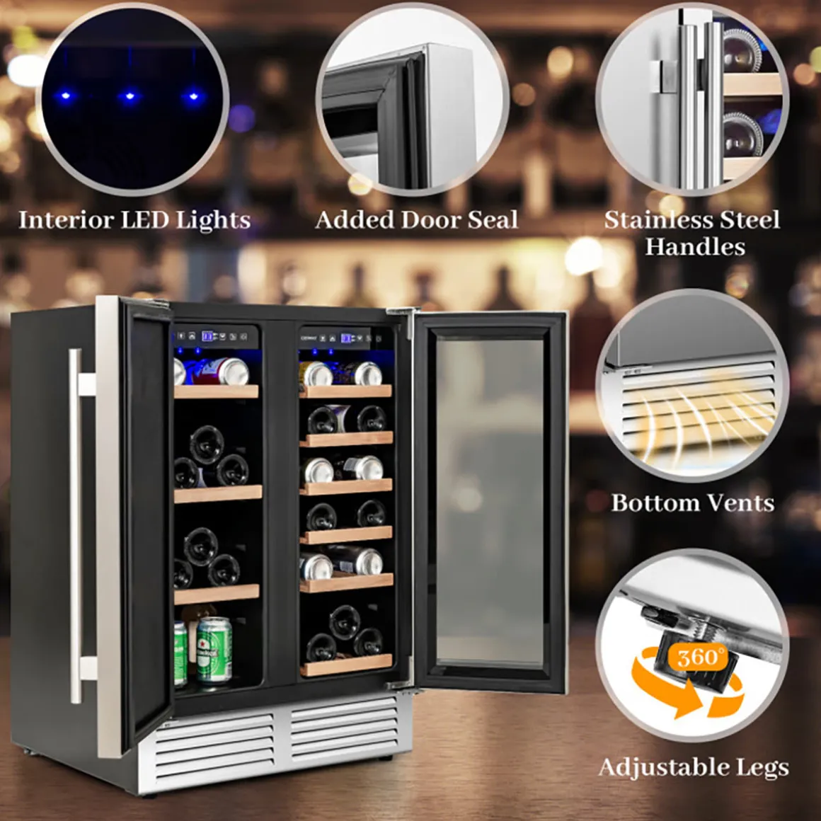 2-in-1 Dual Zone Beverage and Wine Cooler