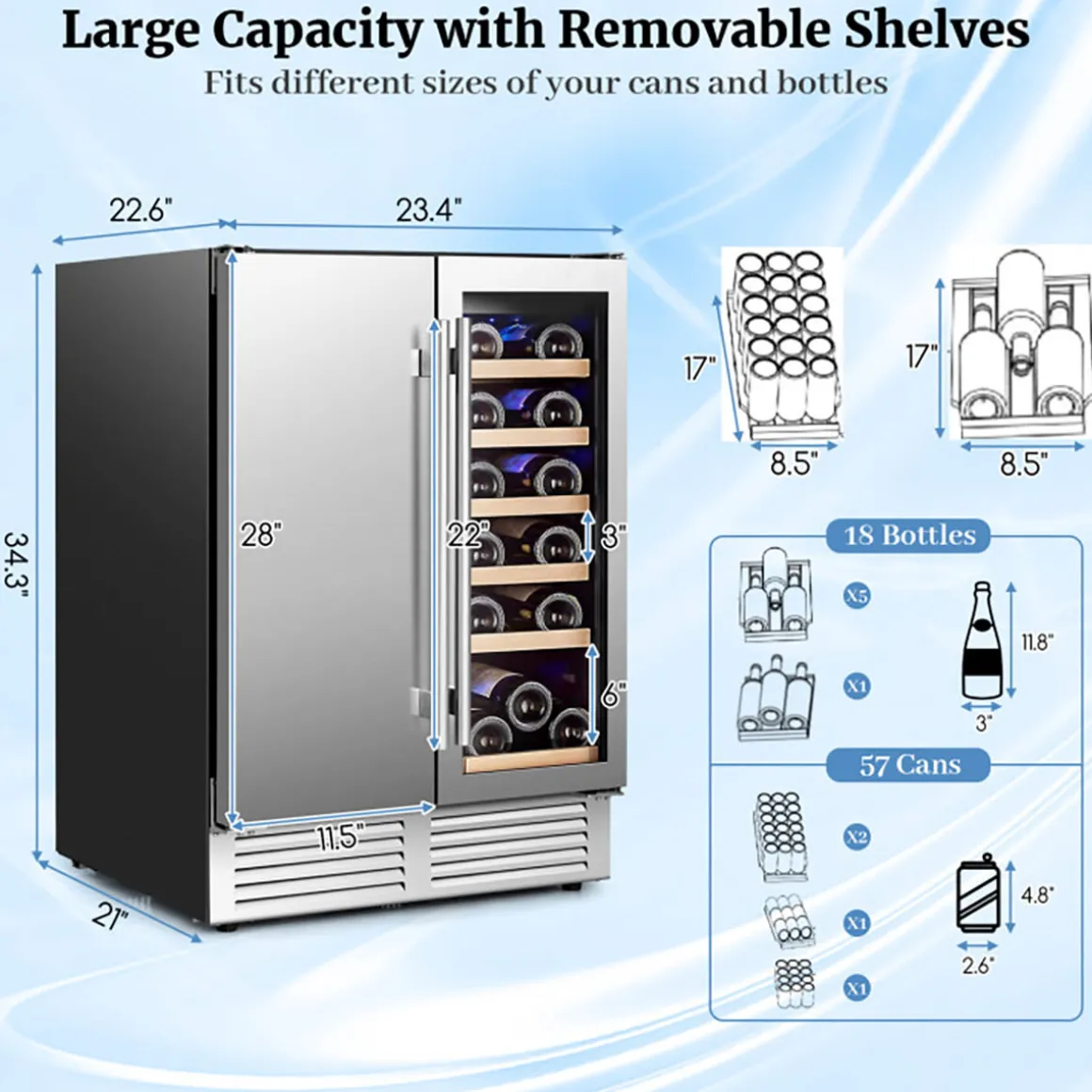 2-in-1 Dual Zone Beverage and Wine Cooler