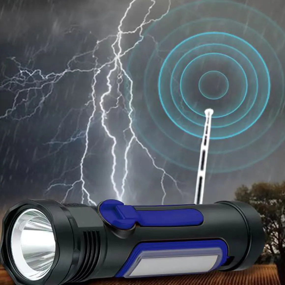8-in-1 Emergency Weather Radio LED Flashlight