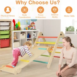 7-in-1 Indoor Climbing Toys with Reversible Ramp