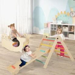 7-in-1 Indoor Climbing Toys with Reversible Ramp