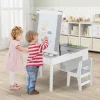 2-in-1 Kids Art Table and Easel Set with Chairs
