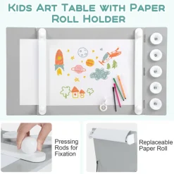 2-in-1 Kids Art Table and Easel Set with Chairs