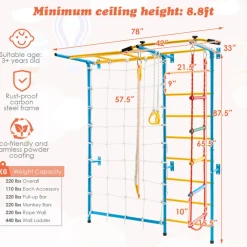 7-in-1 Kids Indoor Swedish Wall Gym Set