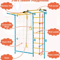 7-in-1 Kids Indoor Swedish Wall Gym Set