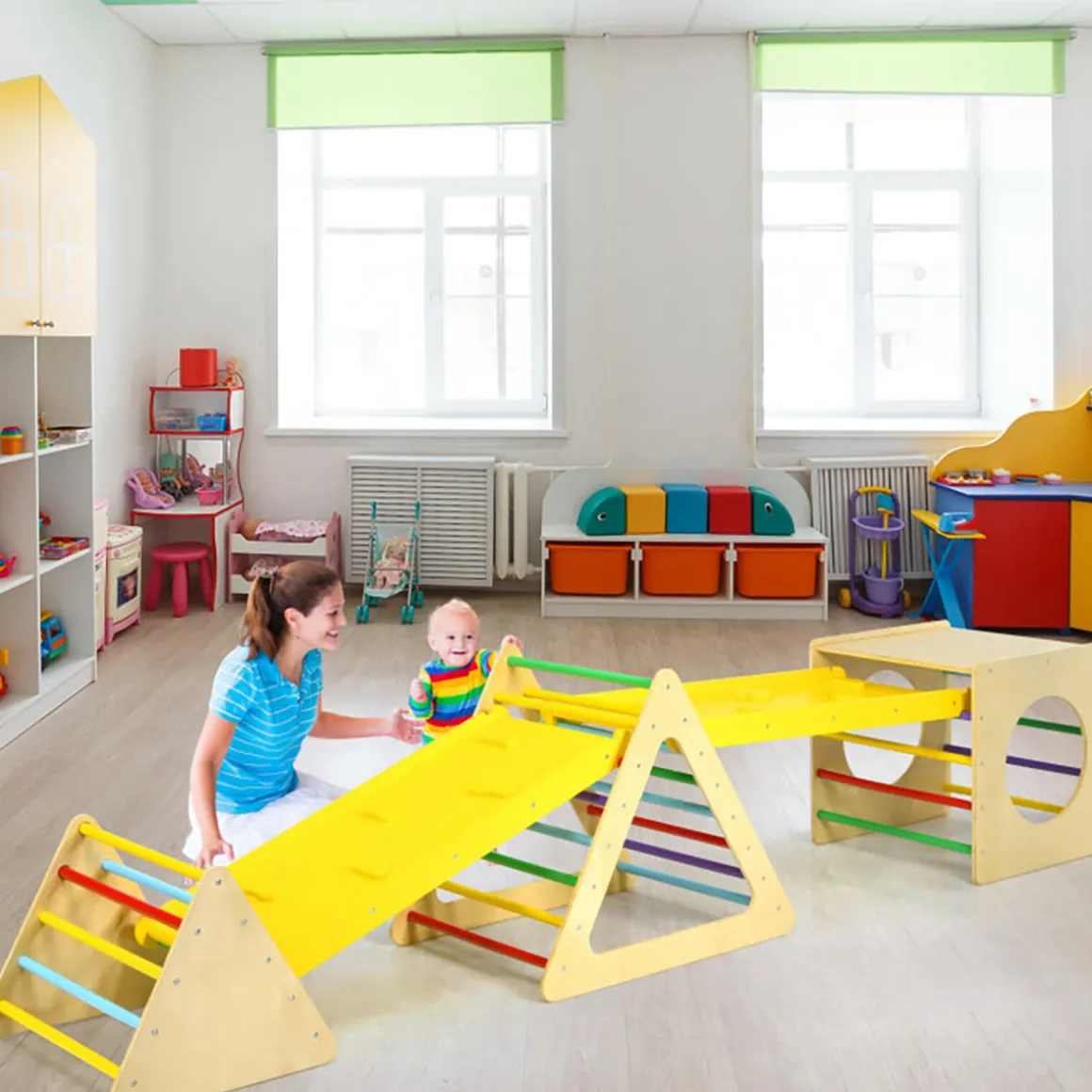 5-in-1 Kids Triangle Climber Play Gym Set