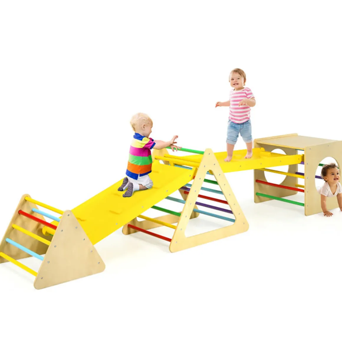 5-in-1 Kids Triangle Climber Play Gym Set