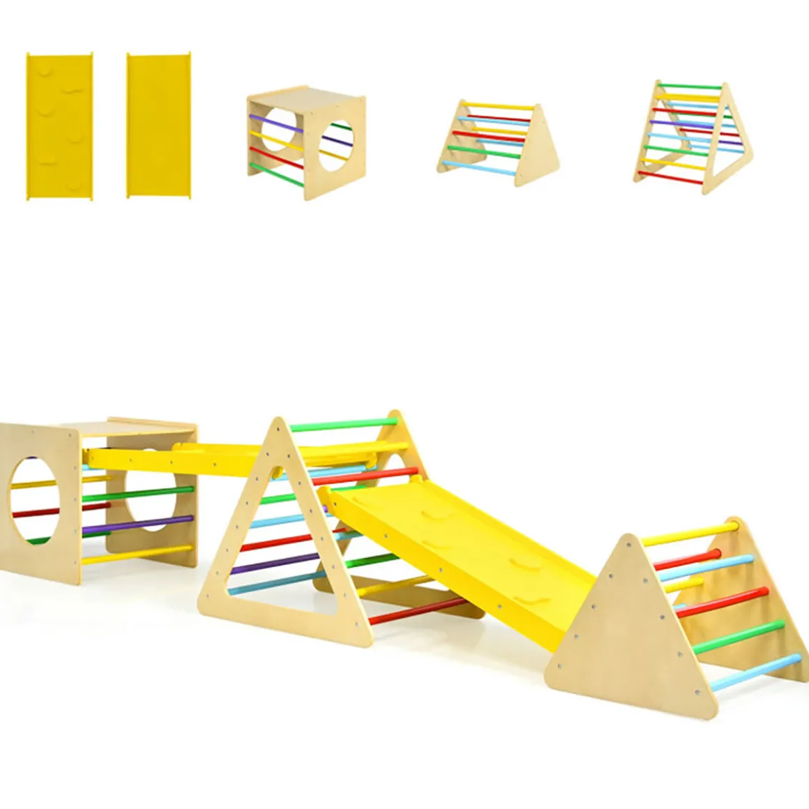 5-in-1 Kids Triangle Climber Play Gym Set