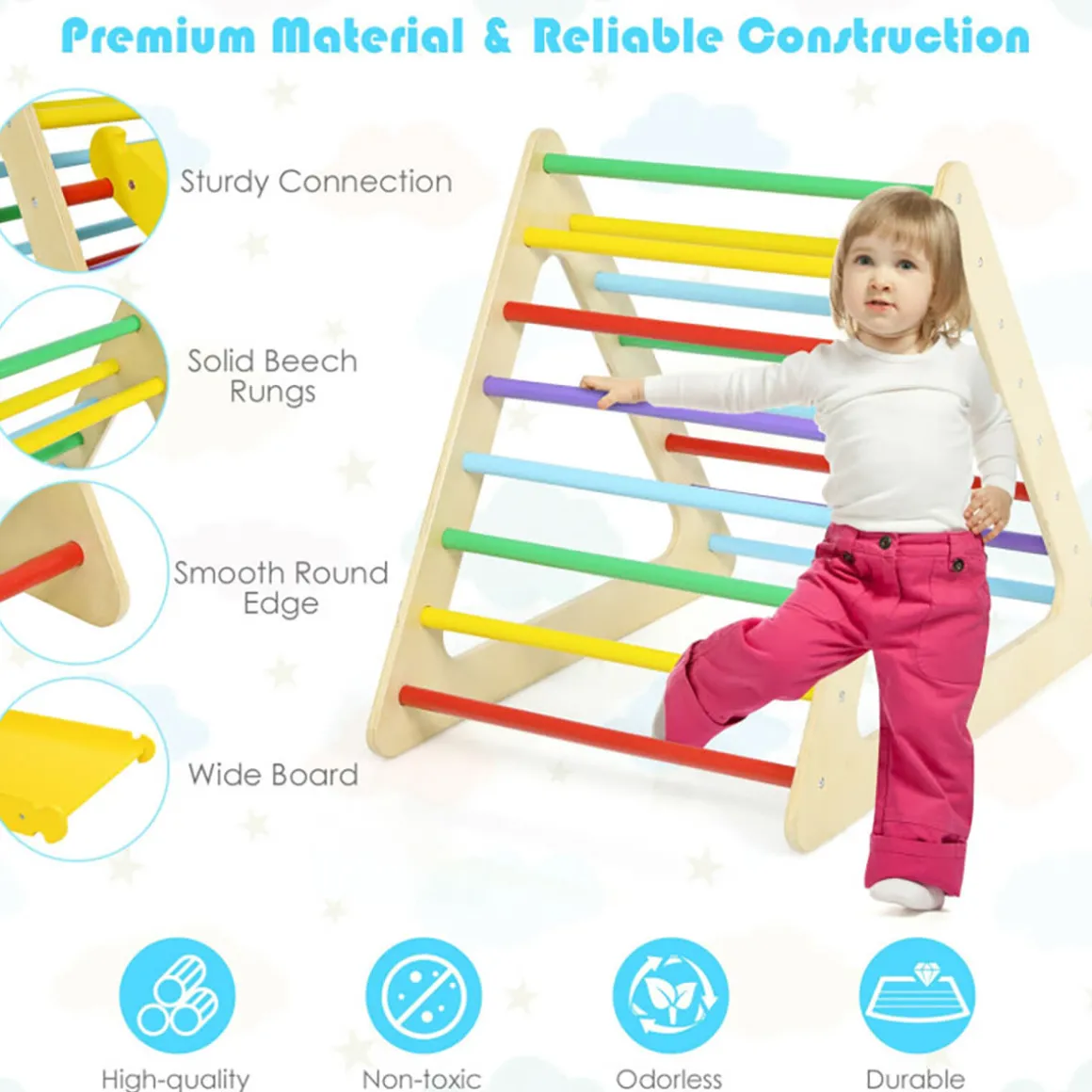 5-in-1 Kids Triangle Climber Play Gym Set