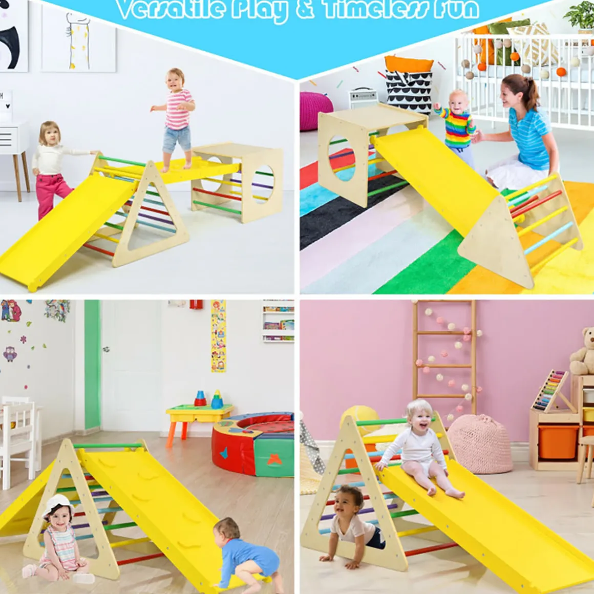 5-in-1 Kids Triangle Climber Play Gym Set