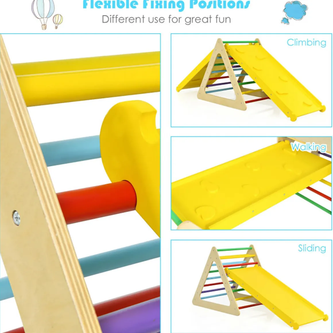 5-in-1 Kids Triangle Climber Play Gym Set